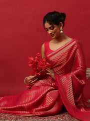 Plain Crepe Rani Saree