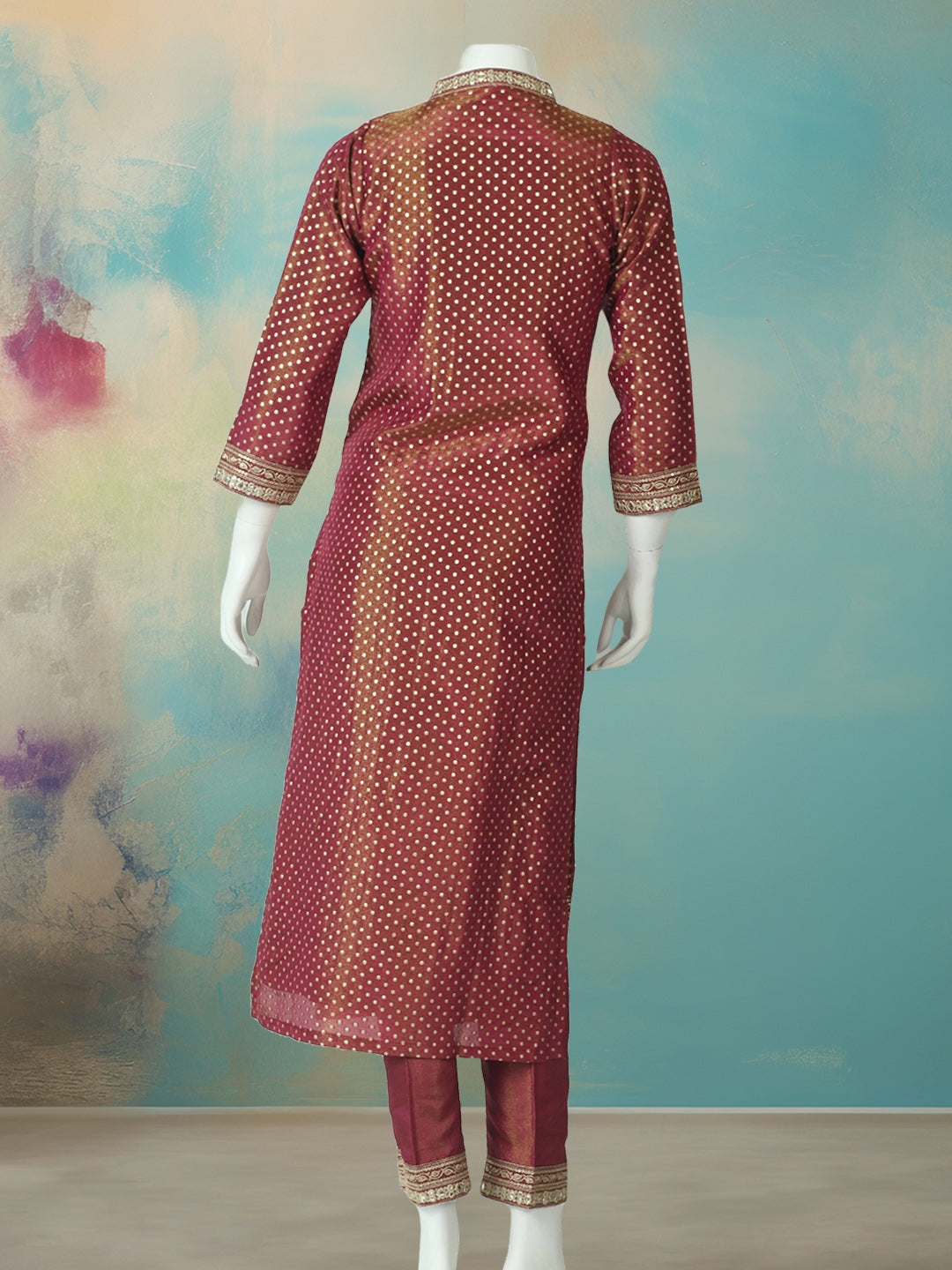 Embroidered Tissue Kurta With Pant &amp; Dupatta