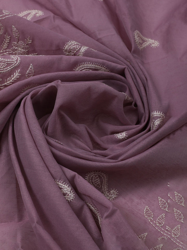 Embroidered Chanderi Unstitched Kurta With Pant &amp; Dupatta