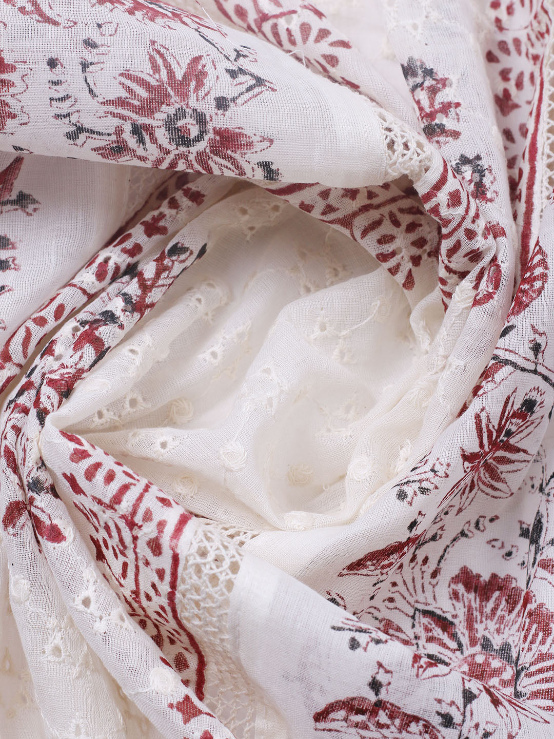 Embroidered Cotton Blend Unstitched Suit With Pant &amp; Dupatta