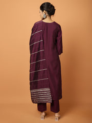 Plain Muslin Kurta With Pants & Dupatta