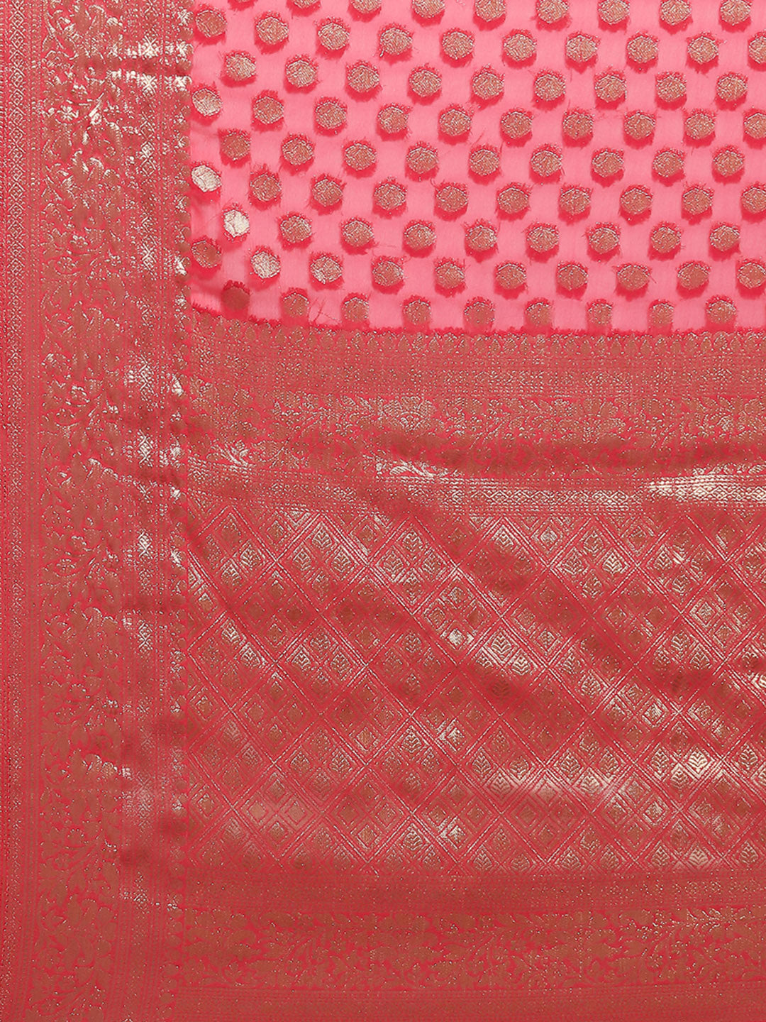 Zari Border Booti Chiffon Woven Saree