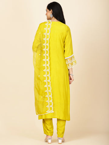 Resham Booti Cotton Kurta With Pants & Dupatta