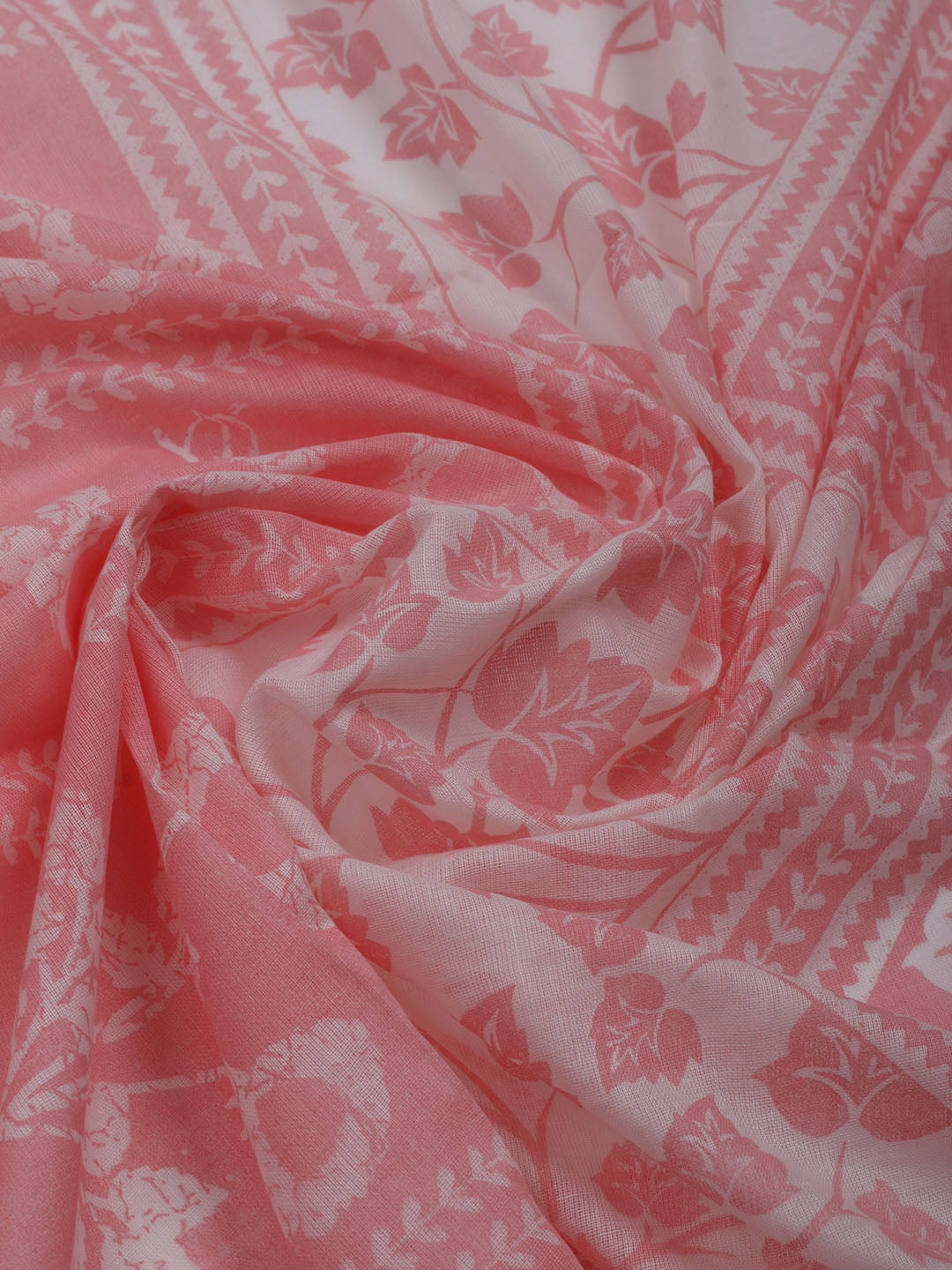 Printed Cotton Blend Unstitched Suit With Dupatta