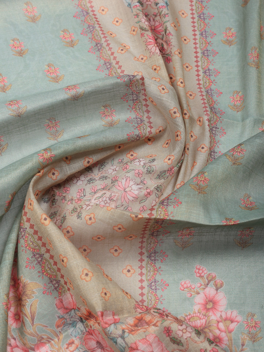 Printed Tissue Unstitched Suit With Pant &amp; Dupatta