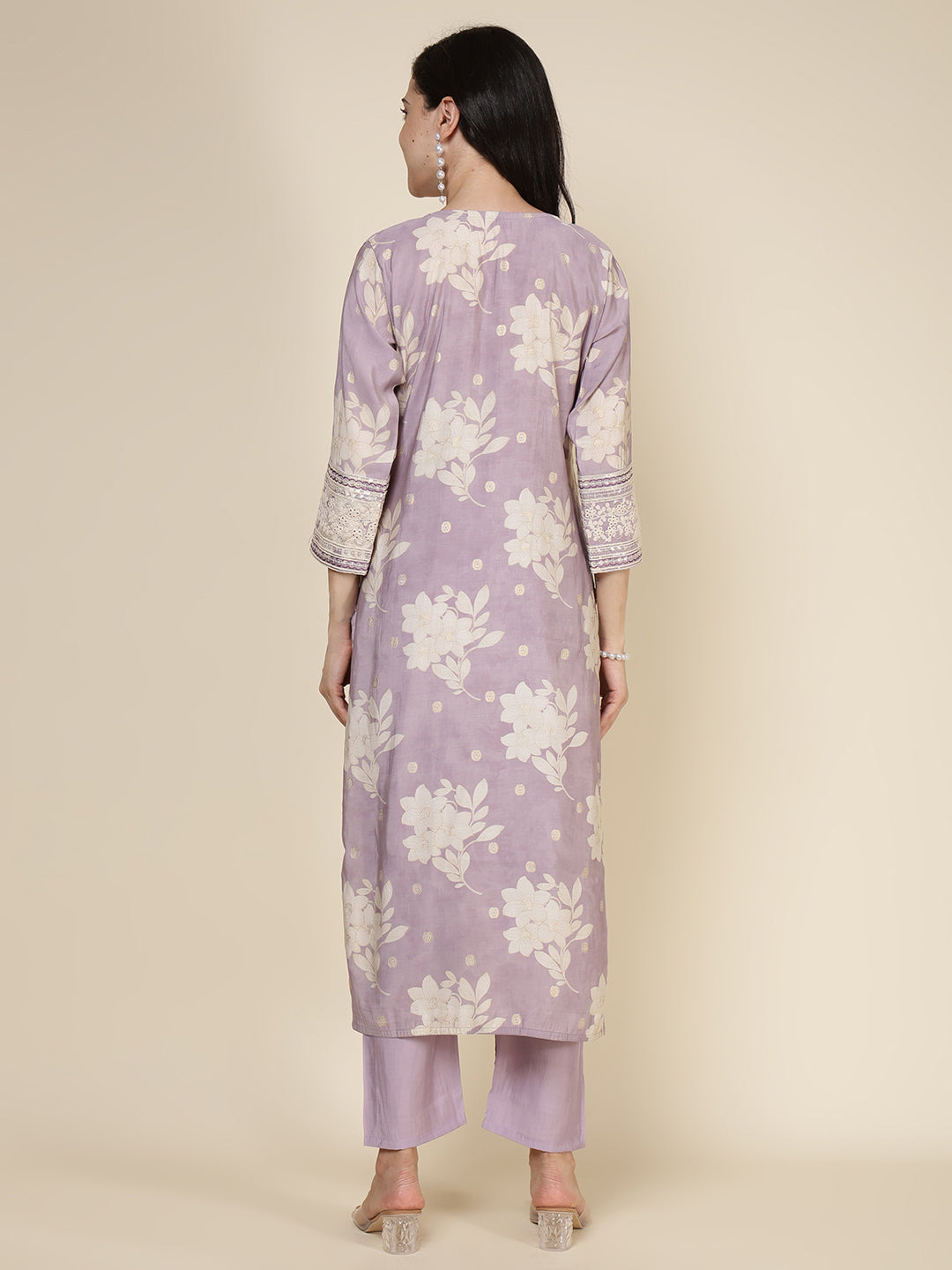 Plain Cotton Blend Kurta With Pants