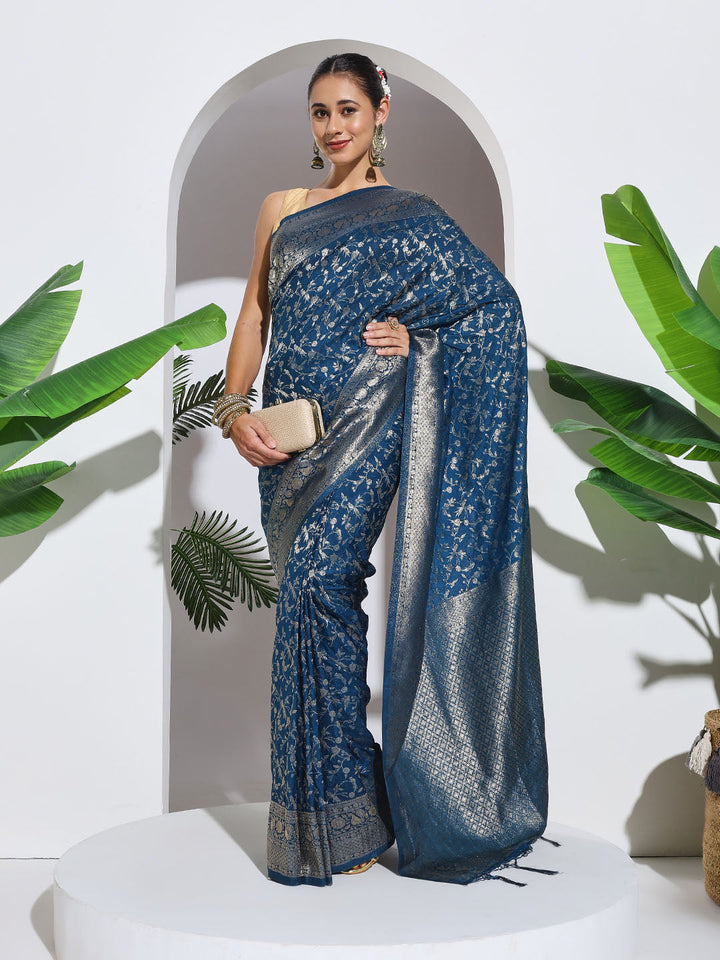 Zaari Jaal Woven Crepe Saree
