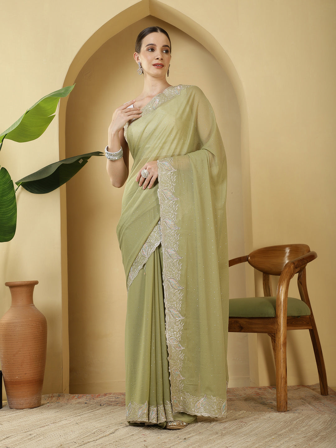Sequence Work Georgette Saree