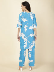 Floral Printed Cotton Kurta With Pants