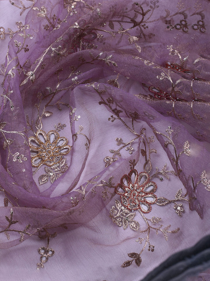 Embroidered Organza Unstitched Suit With Dupatta