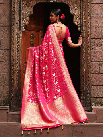 Zari Jaal Satin Woven Saree