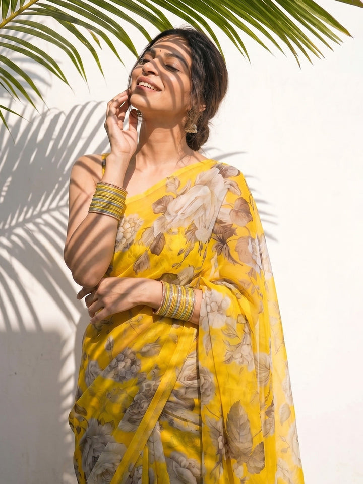 Digital Print Chiffon Saree