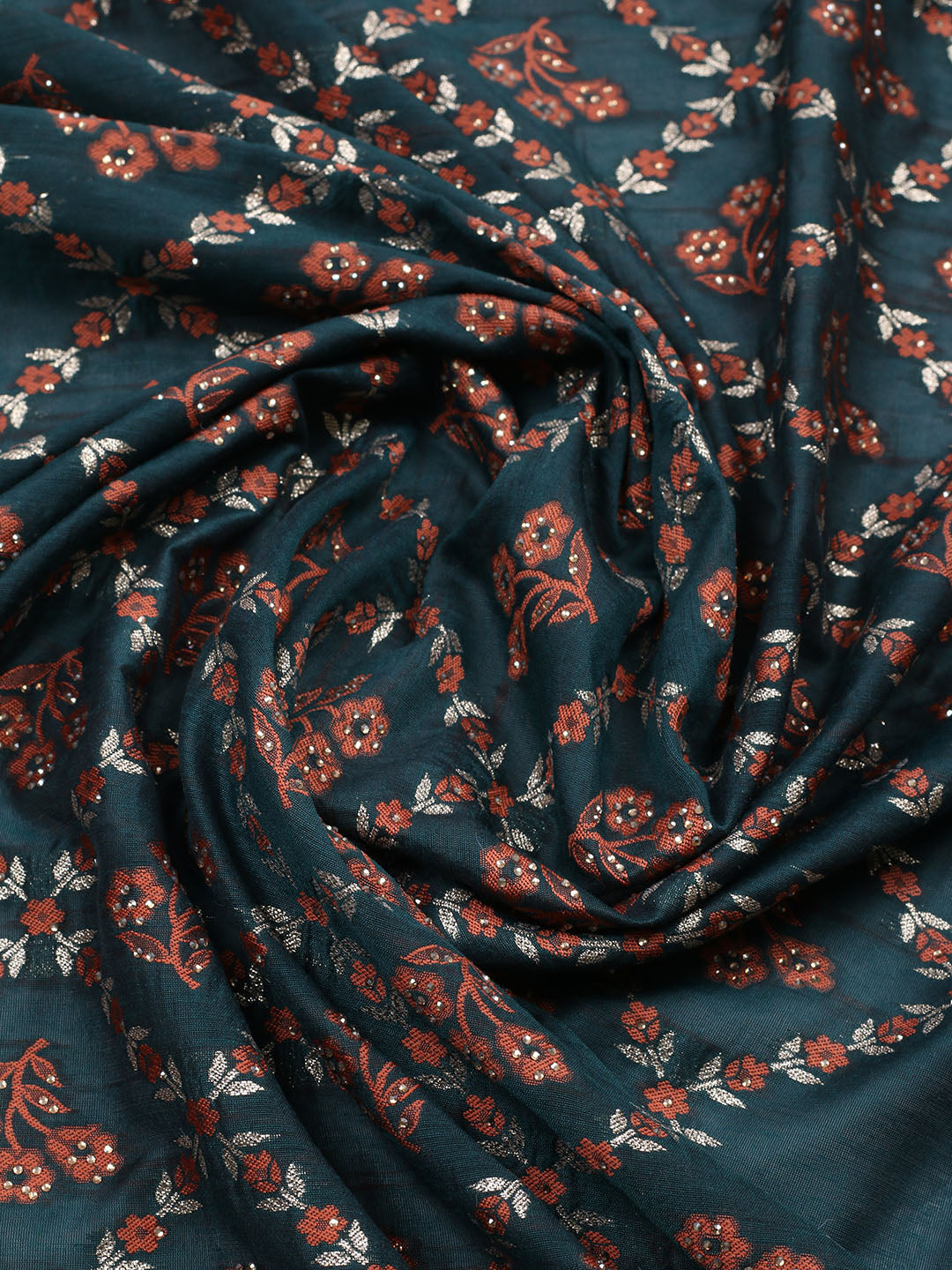 Embroidered Georgette Unstitched Suit With Pant &amp; Dupatta