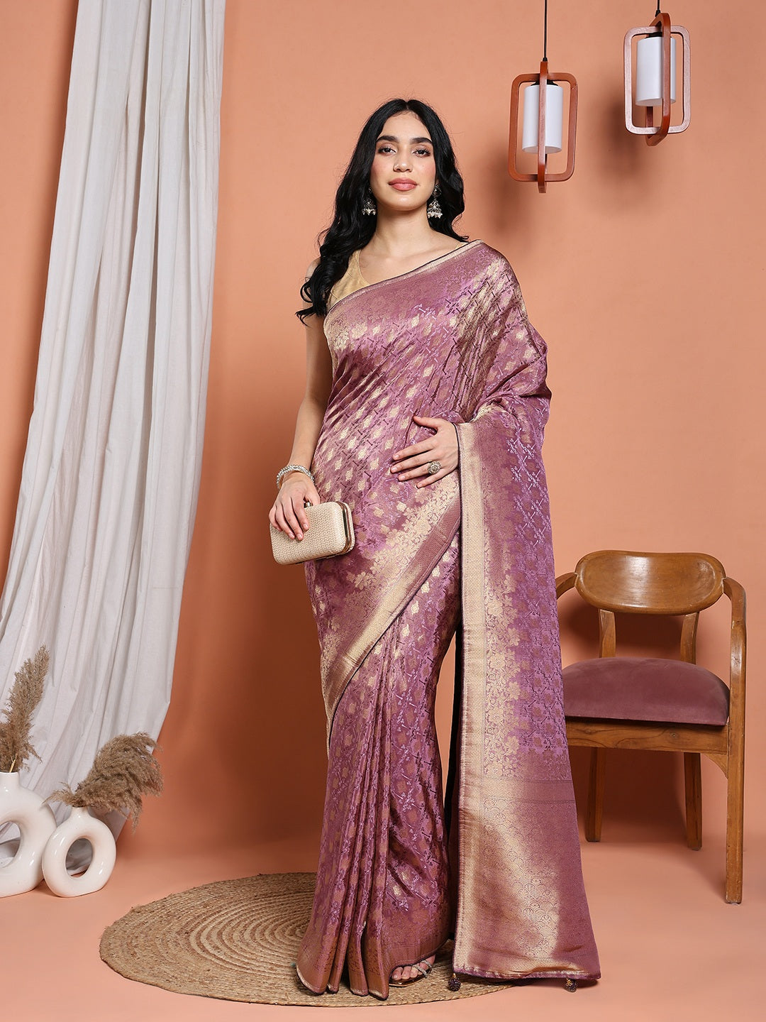 Woven Design Satin Saree