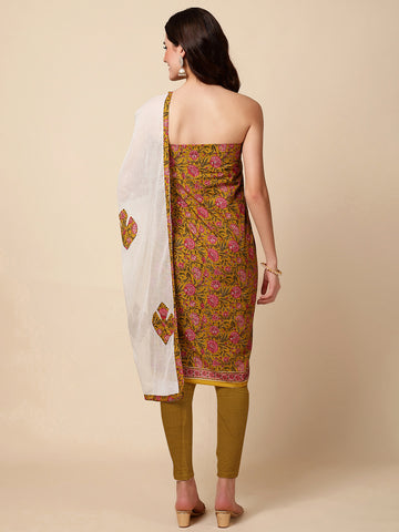 Printed Cotton Unstitched Suit With Dupatta