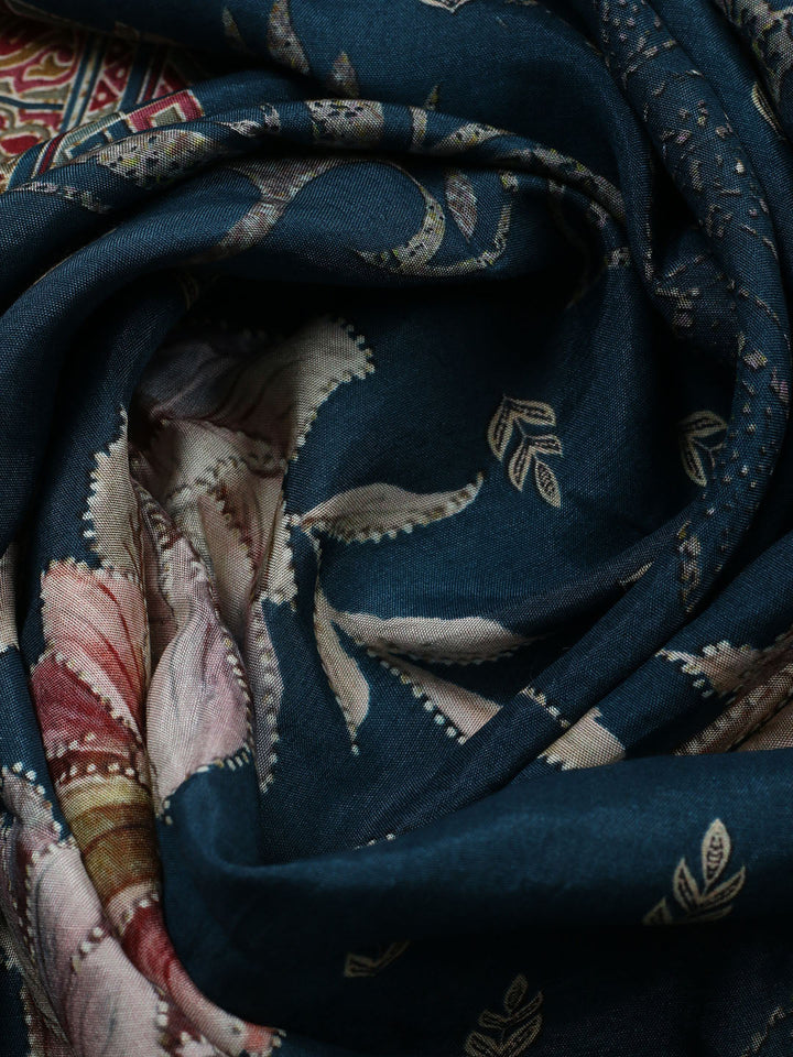 Embroidered Muslin Unstitched Suit With Pant Dupatta