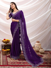 Stone Work Chinon Saree