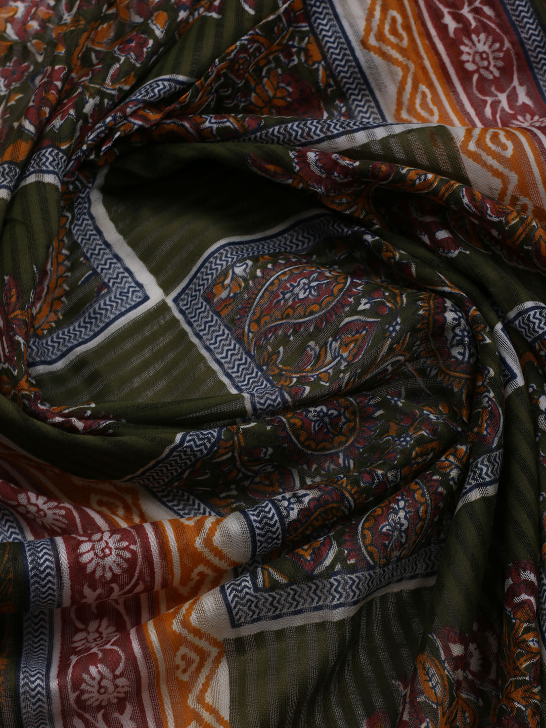 Printed Cotton Blend Unstitched Suit With Dupatta
