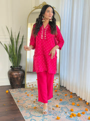 Cotton Blend Kurta With Pants