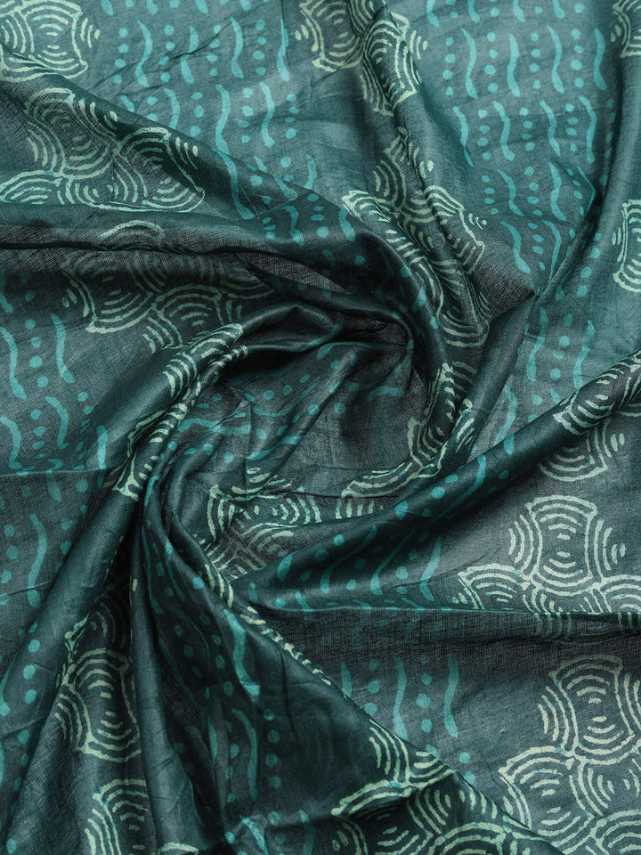 Printed Cotton Blend Unstitched Suit With Pant &amp; Dupatta