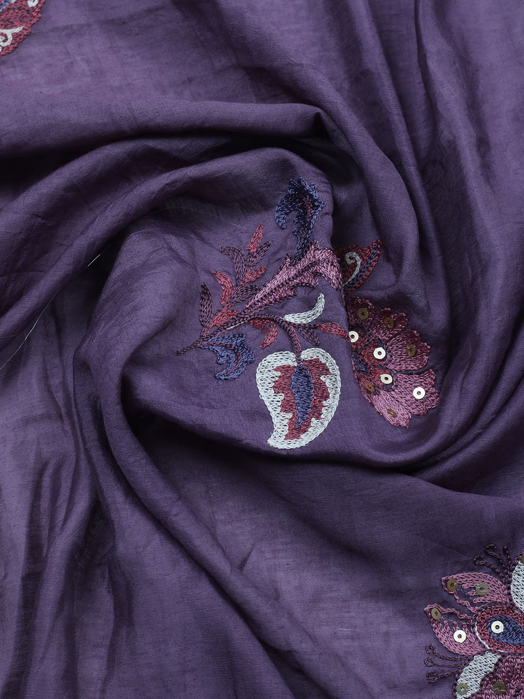 Embroidered Muslin Unstitched Suit With Pant &amp; Dupatta