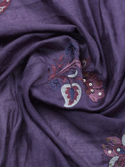 Embroidered Muslin Unstitched Suit With Pant & Dupatta