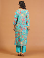 Digital Printed Muslin Kurta With Pants