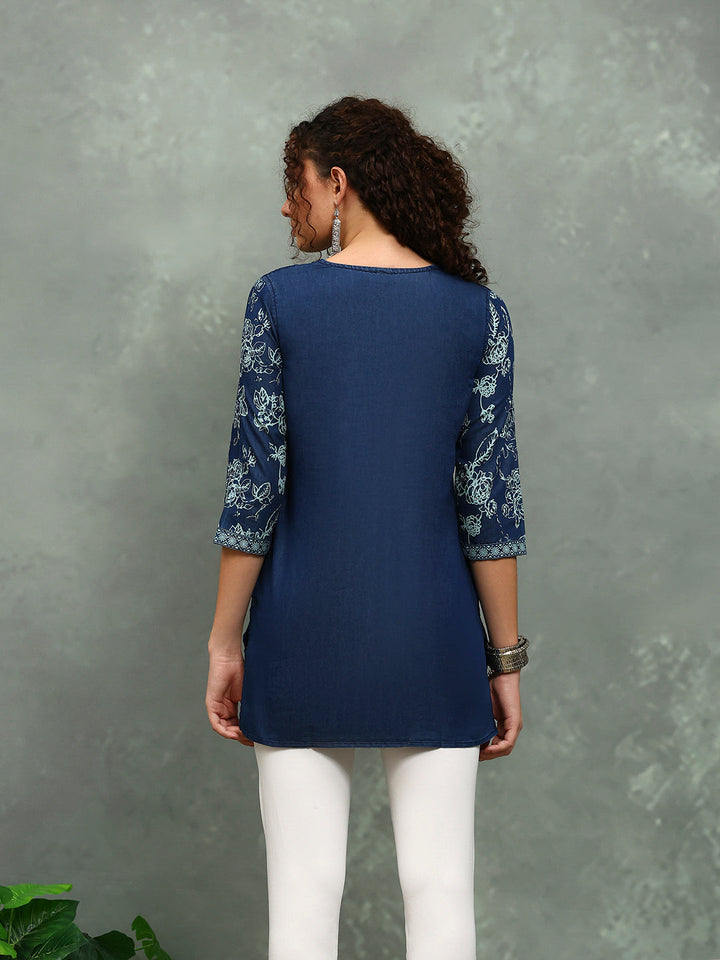 Printed Denim Kurti