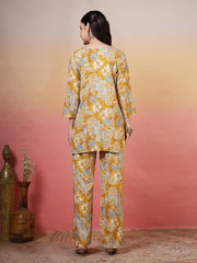 Printed Cotton Blend Kurta With Pants