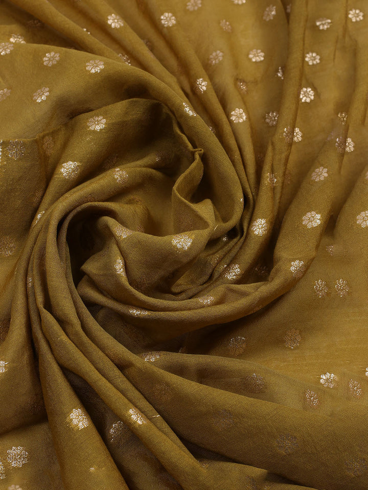 Neck Embroidered Chanderi Unstitched Suit With Dupatta
