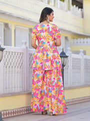 Floral Printed Cotton Kurta With Pants & Dupatta