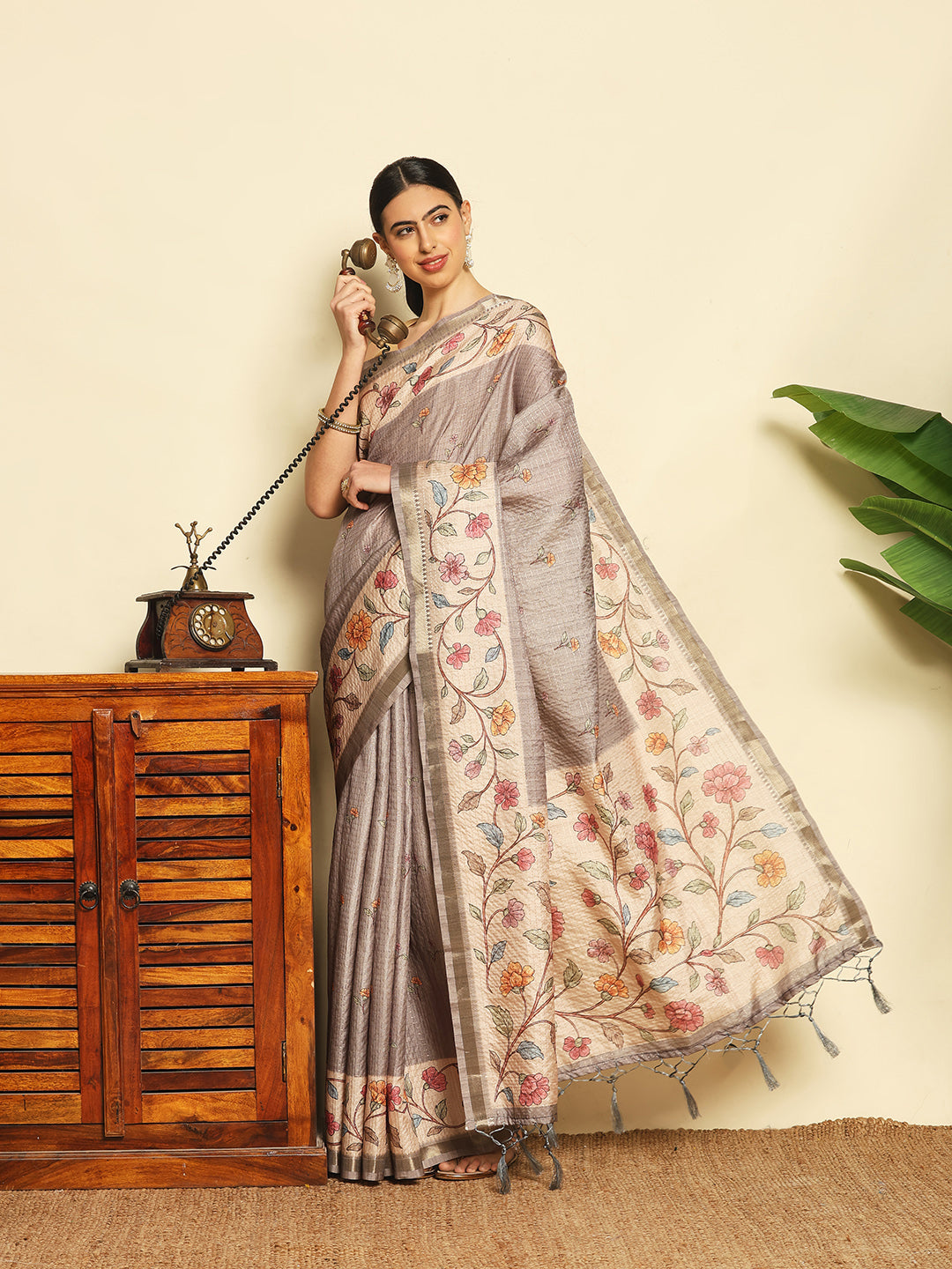 Printed Tussar Saree
