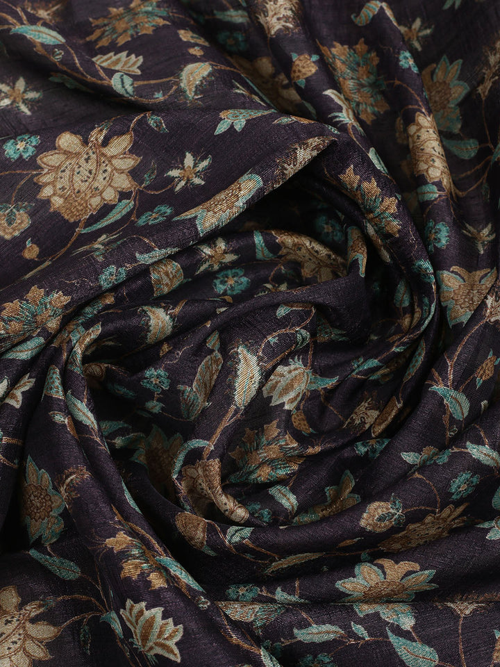 Embroidered Tussar Unstitched Suit With Dupatta