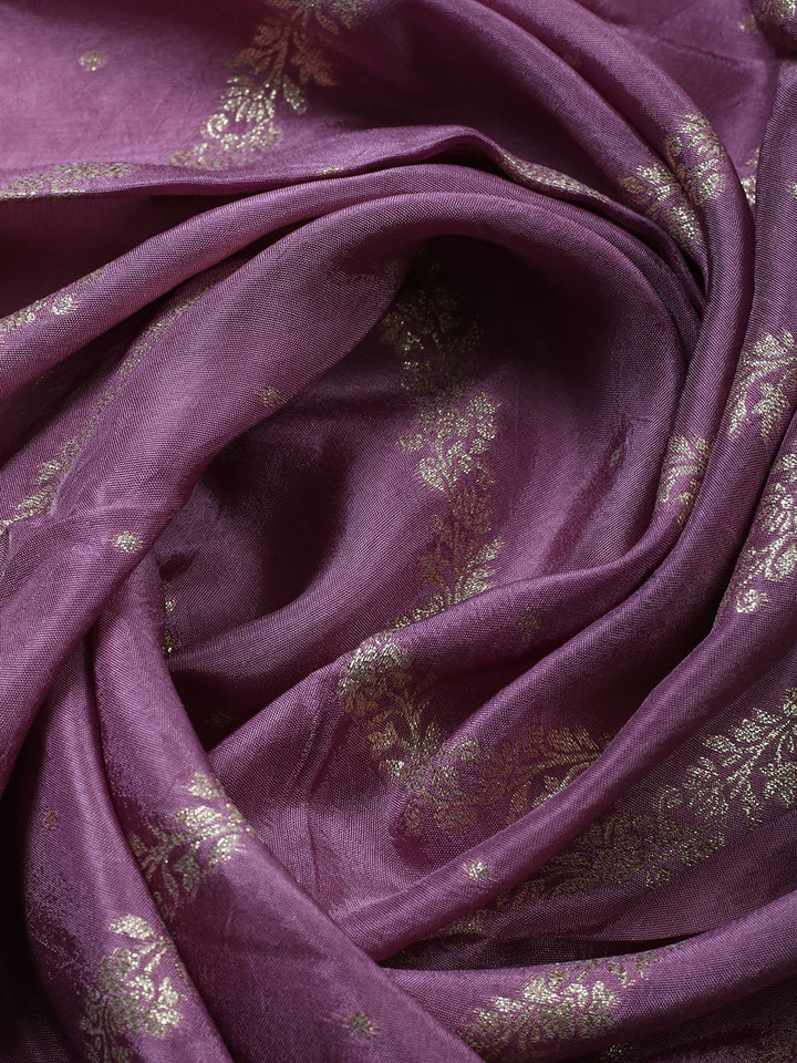 Woven Design Chanderi Unstitched Suit With Pant &amp; Dupatta