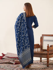 Embroidery Cotton Kurta With Pants & Dupatta