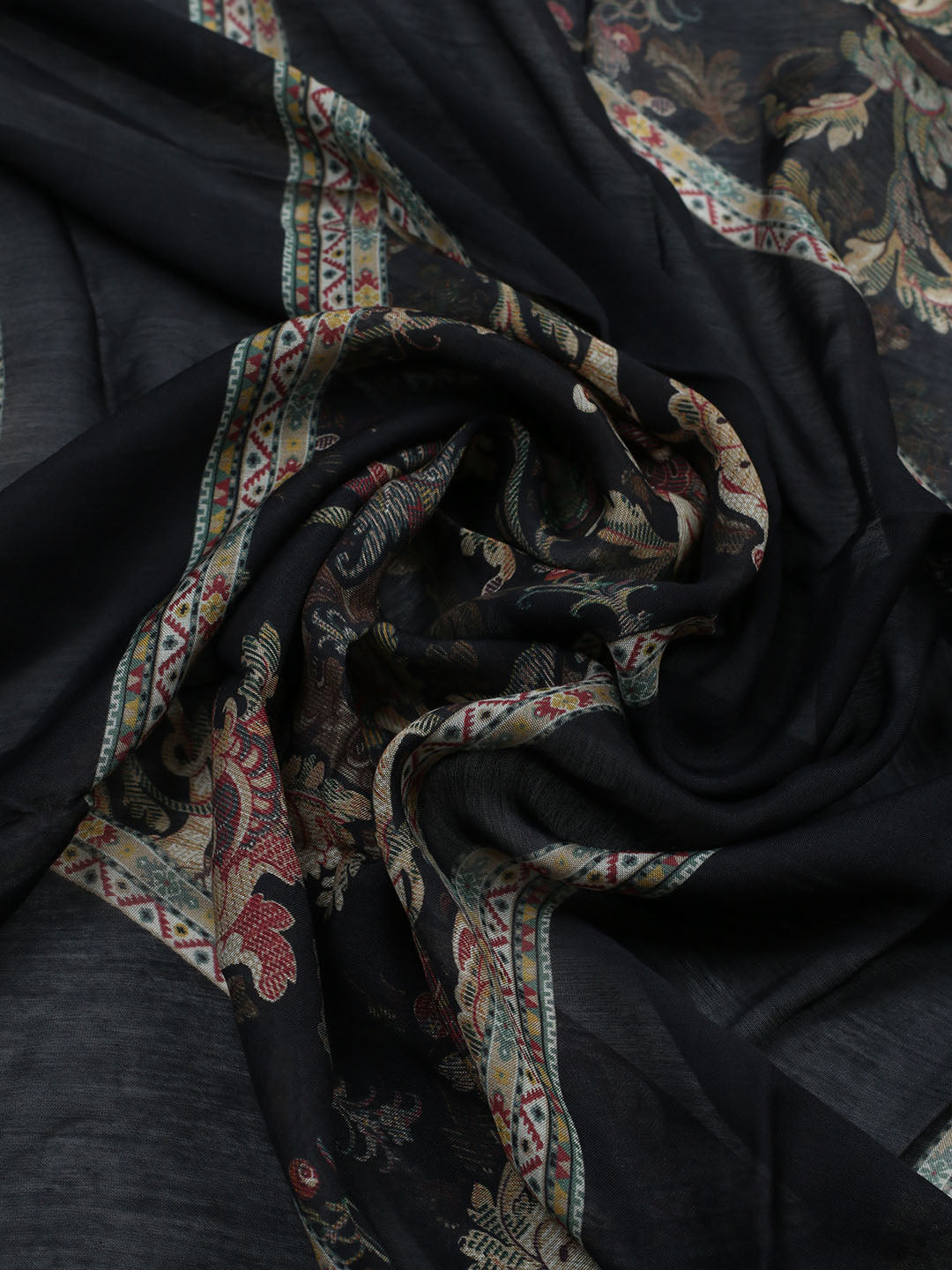 Embellished Muslin Unstitched Suit With Pant &amp; Dupatta