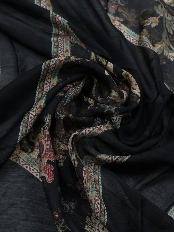 Embellished Muslin Unstitched Suit With Pant &amp; Dupatta