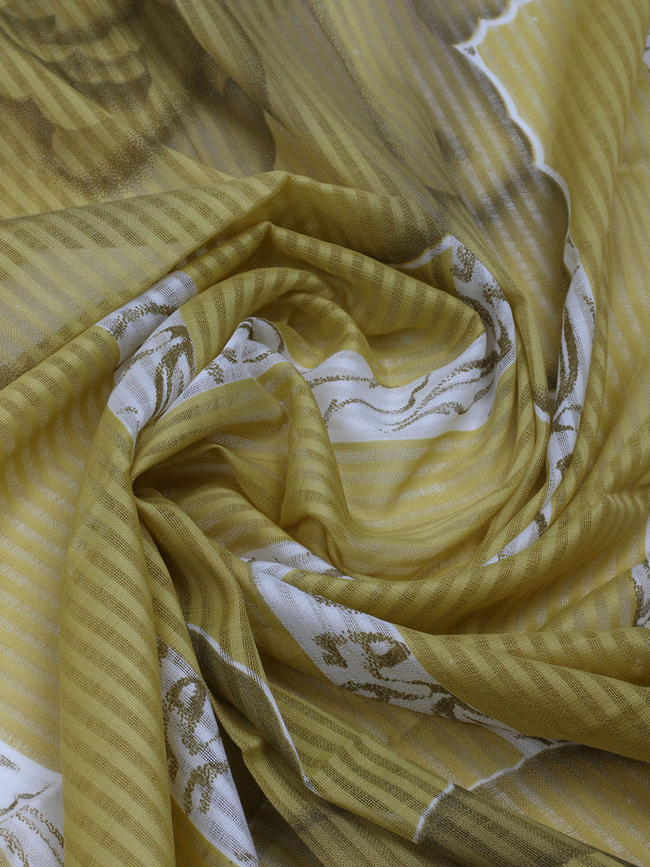 Printed Cotton Blend Unstitched Suit With Dupatta