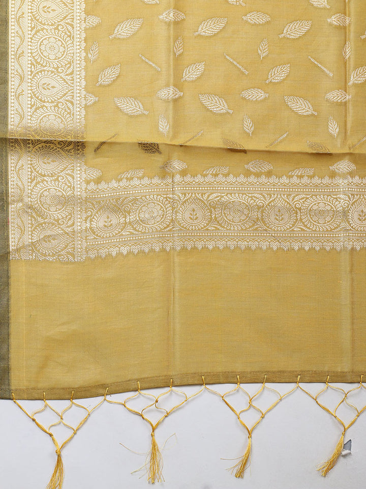 Banarasi Chanderi Unstitched Suit With Pant &amp; Dupatta