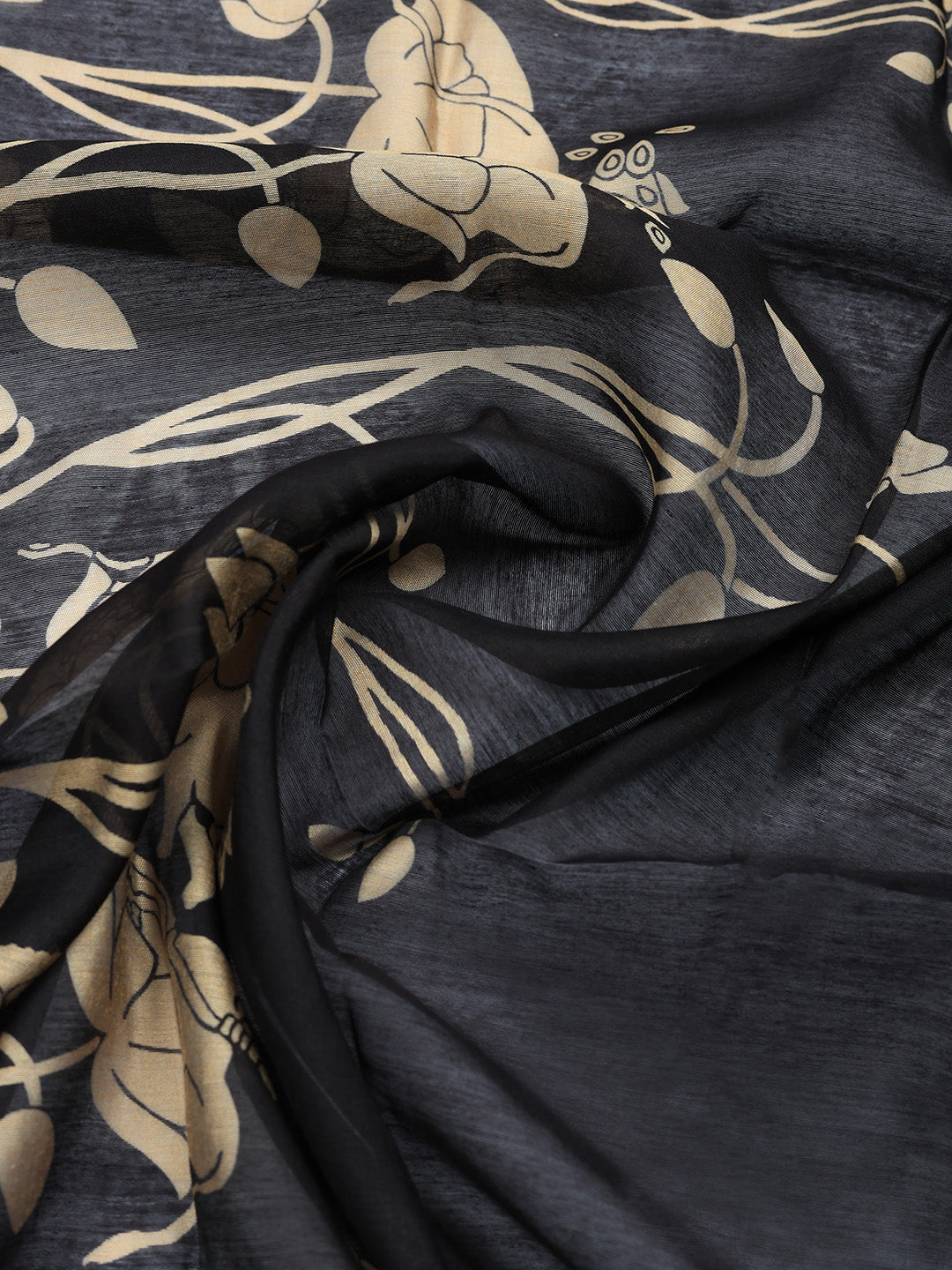 Printed Chanderi Unstitched Suit With Pant &amp; Dupatta