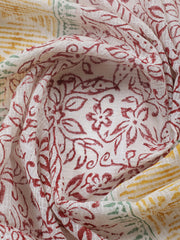 Printed Cotton Blend Unstitched Suit With Pant & Dupatta