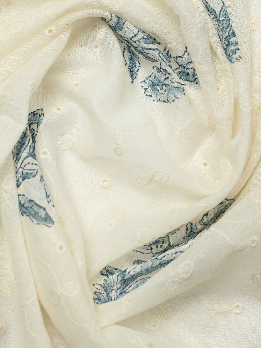 Printed Cotton Blend Unstitched Suit With Pant &amp; Dupatta