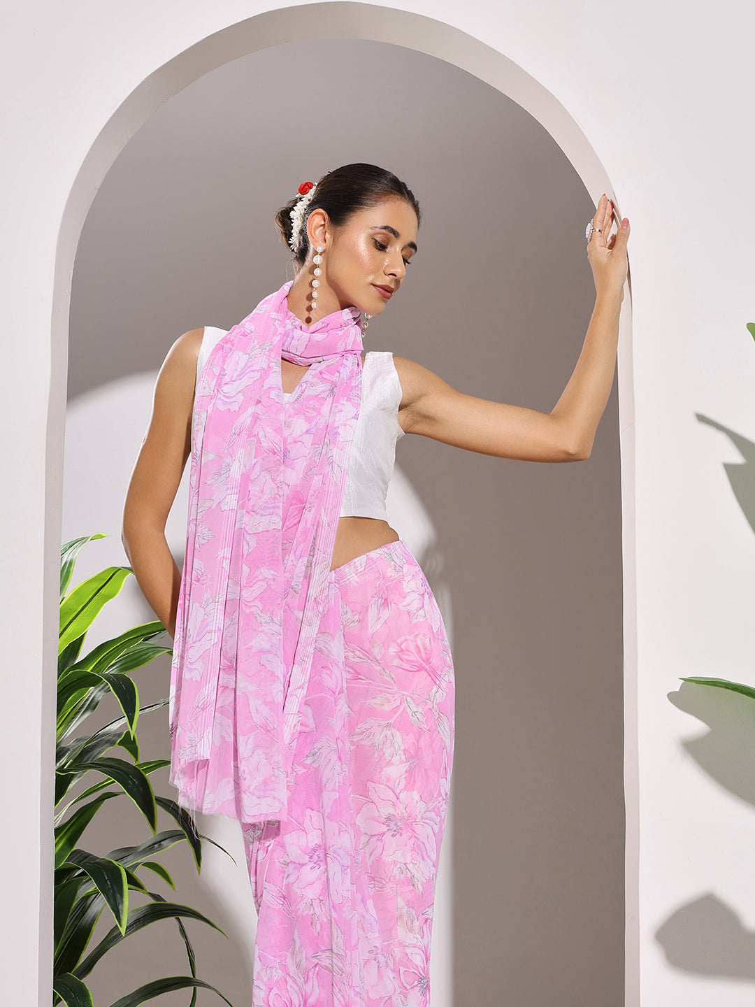 Floral Printed Georgette Saree