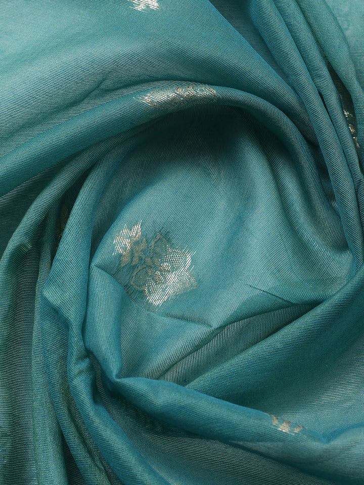 Embroidered Chanderi Unstitched Suit With Pant &amp; Dupatta