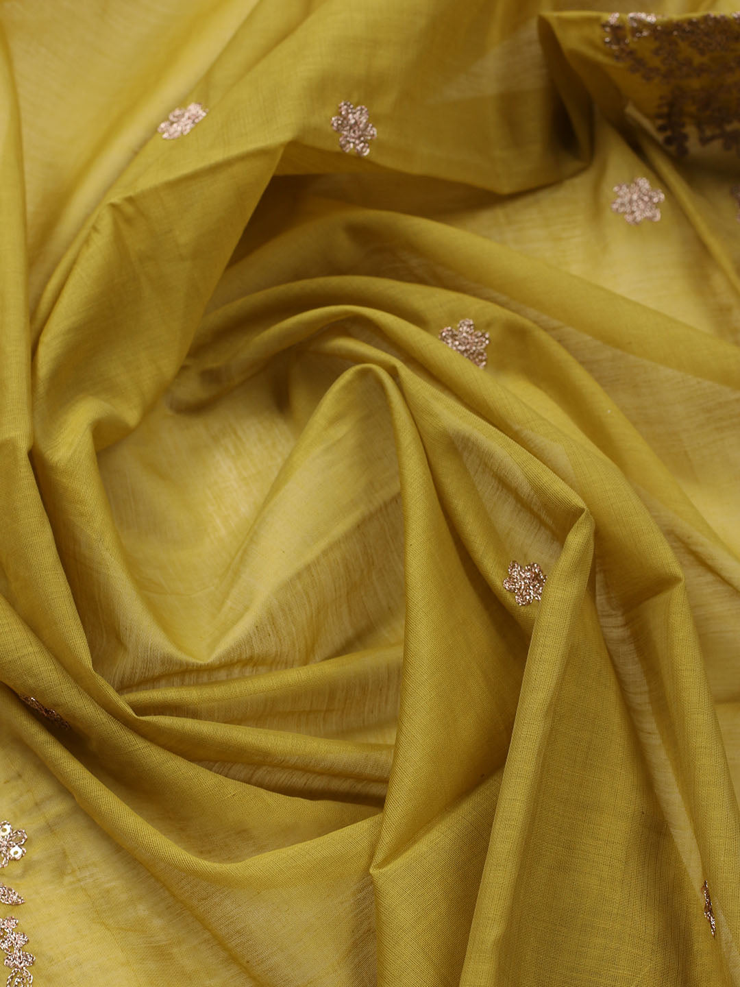 Neck Embroidered Chanderi Unstitched Suit With Dupatta