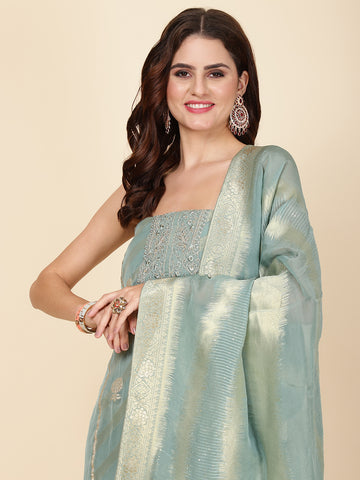 Neck Embroidery Georgette Unstitched Suit Piece With Dupatta