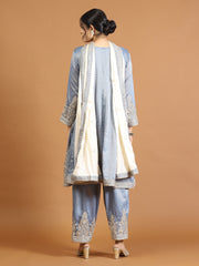 Resham Zari Sequins Work Organza Chinnon Kurta And Kurta