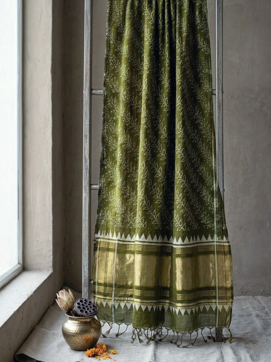 Embroidered Art Silk Unstitched Suit With Pant &amp; Dupatta