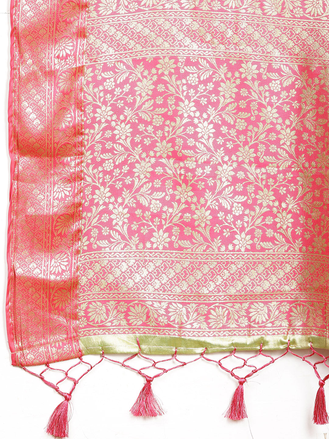 Plain Zari Border Banarasi Woven Saree