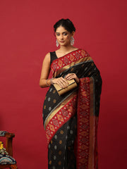 Woven Design Art Silk Black-Maroon Saree